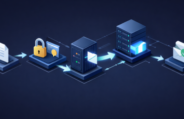Image of an AS2 file transfer flow. Encrypting, Sending, Receiving, Decrypting.